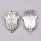 Tibetan Style Links connectors, Cadmium Free & Nickel Free & Lead Free, Hamsa Hand/Hand of Fatima /Hand of Miriam, Platinum, 37x23x1.5mm, Hole: 2.5mm.