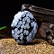 Natural Snowflake Obsidian Oval Palm Stone Massager, Worry Stone for Anxiety Therapy, 45x35x15mm