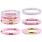 4Pcs 4 Style Acrylic Chunky Curved Tube Stretch Bracelet Sets, Polymer Clay & Glass Beads Stackable Bracelets for Women, Pink, Inner Diameter: 2-1/8 inch(5.3cm), 1Pc/style