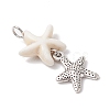 7Pcs 7 Styles Natural Howlite Starfish & Alloy Sea Animals Pendants PALLOY-JF03752-02-4