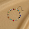 Brass Glass Link Chain Bracelets for Women WGAE243-02-1