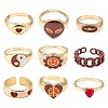 9Pcs 9 Style Heart & Curb Chain & Oval Rings RJEW-LS0001-57-2
