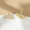 Brass Micro Pave Clear Cubic Zirconia Stud Earrings EJEW-R016-26G-15-3