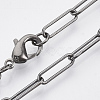Brass Round Oval Paperclip Chain Necklace Making MAK-S072-04B-B-1
