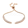 Brass Pave Clear Cubic Zirconia Rectangle Slider Bracelet Making BJEW-U005-01G-1