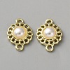 Alloy & White Plastic Pearl Links Connector Charms FIND-WH0365-082G-03-1