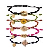 Natural Shell & Flower & Pinapple & Shell & Bee Link Bracelets Set BJEW-SW00029-1