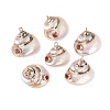 Electroplated Golden Brass Edged Natural Spiral Shell Pendants SSHEL-Q101-05-1