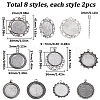 SUNNYCLUE 16Pcs 8 Styles Tibetan Style Flat Round Alloy Pendant Cabochon Settings TIBEP-SC0002-50-2