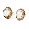 Rack Plating Oval Brass With Rhinestone & Natural Pearl Handmade Indonesia Stud Earrings EJEW-U010-02B-G-1