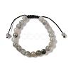 8mm Round Natural Labradorite Braided Bead Bracelets BJEW-C067-01B-14-2