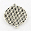 Tibetan Style Alloy Flat Round Cabochon Connector Settings X-TIBE-Q038-001F-AS-RS-2