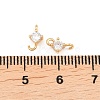 Brass Pave Clear Cubic Zirconia Flat Round Connector Charms KK-H538-21A-G-3