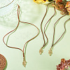 3Pcs Faux Suede Macrame Pouch  Pendant Necklaces NJEW-TAC0051-02-4