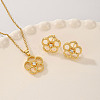 Elegant Copper Inlaid Zirconia Floral Jewelry Set for Women's Holiday Gift EZ7995-1