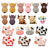 18Pcs 18 Styles Cow/Cattle Food Grade Silicone Focal Beads SIL-CA0002-86-8