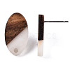 Resin & Walnut Wood Stud Earring Findings MAK-N032-005A-H04-4