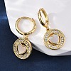 Heart with Flat Round Brass Micro Pave Clear Cubic Zirconia Hoop Earrings KK-D363-11A-G-1