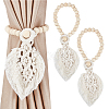 Cotton Macrame Leaf Tassel Curtain Tiebacks AJEW-WH0038-38B-1