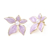 304 Stainless Steel Enamel & ABS Plastic Pearl Stud Earrings for Women SA-CBA2696-28G-02-4