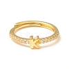 Clear Cubic Zirconia Initial Letter Adjustable Ring RJEW-C052-01G-K-2