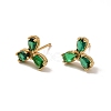 Emerald Rhinestone Leaf Stud Earrings EJEW-M209-03G-1