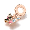 Rack Plating Alloy Rhinestone European Dangle Charms PALLOY-P307-09RG-2