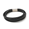 Cowhide Multi-strand Bracelet with 304 Stainless Steel Magnetic Clasps BJEW-H552-02P-1