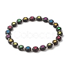 Flat Round with Heart Beaded Stretch Bracelet for Women BJEW-JB07552-04-1
