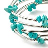 5-Loop Synthetic Turquoise(Dyed) Chip Beaded Wrap Bracelets for Women BJEW-JB01517-09-5