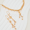Elegant Vintage Brass Tassel Dangle Earrings & Pendant Necklace Sets for Women MN4192-3
