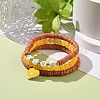 3Pcs 3 Style Natural Dyed Yellow Jade & Acrylic Word Love Beaded Stretch Bracelets Set with Alloy Enamel Heart Charms BJEW-JB08924-03-2