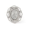 Vintage Adjustable Iron Flower Finger Ring Components Alloy Cabochon Bezel Settings X-PALLOY-O036-19AS-3