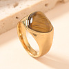 304 Stainless Steel and Natural Tiger Eye Finger Rings FS-WGCBD79-26-1