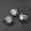 Natural Quartz Crystal Adjustable Rings RJEW-P043-01P-19-1