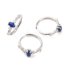Horse Eye Natural Mixed Stone Adjustable Rings RJEW-Q817-02P-2