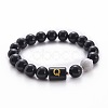 10MM Natural Black Onyx(Dyed & Heated) and Howlite Beaded Stretch Bracelets RH2290-17-1
