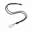 Natural Quartz Crystal Hexagon Pendant Necklace with Nylon Cord NJEW-G094-A07-5