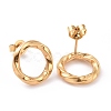 Iron Plating(IP) 304 Stainless Steel Wave Ring Stud Earrings for Women Hand Polished EJEW-G298-10G-2