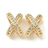 Letter X Rack Plating Brass Micro Pave Cubic Zirconia European Beads KK-K386-15G-1