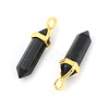 Natural Black Obsidian Bullet Double Terminated Pointed Pendants X-G-G902-B25-4