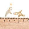Fishtail Brass Micro Pave Clear Cubic Zirconia Dangle Stud Earrings EJEW-C172-06G-5