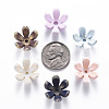 6-Petal Spray Painted Acrylic Bead Caps MACR-S373-47J-3