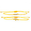 2Pcs 2 Styles Bohemian Brass Beads Braided Bead Bracelets BT1454-3-1