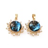 Brass Micro Pave Clear Cubic Zirconia Pendants X-KK-E068-VC466-2