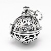 Rack Plating Brass Hollow Round with Butterfly Cage Pendants KK-M181-15AS-1