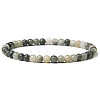 4mm Round Natural Green Line Jasper Beads Bracelet for Men LS-KG3069-2-1