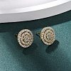 Brass Micro Pave Clear Cubic Zirconia Flat Round Stud Earrings EJEW-H165-05G-2