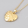 Valentine's Day Brass Textured Heart Pendant Cable Chain Necklaces for Women NJEW-WH0020-86C-1