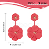 2 Pairs 2 Colors Alloy Double Flower Dangle Stud Earrings EJEW-AN0001-31-2